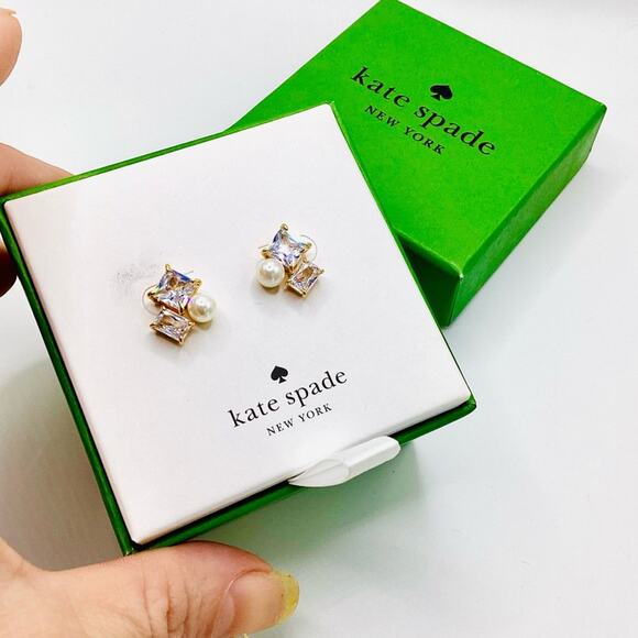 Kate Spade Victoria Gold and Pearl Stud Earrings - Picture 2 of 9